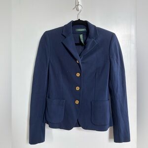 Ralph Lauren Women's Blue Blazer with Gold Buttons